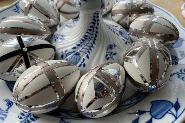 ART-DECO Ostereier Platin-Silber