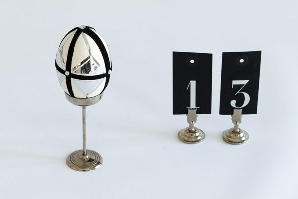 ART-DECO Ostereier Gänseei Dreieck schwarz-silber