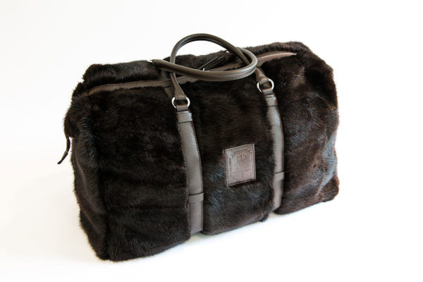 Nerz Weekender Hermes Pelztasche schwarz braun